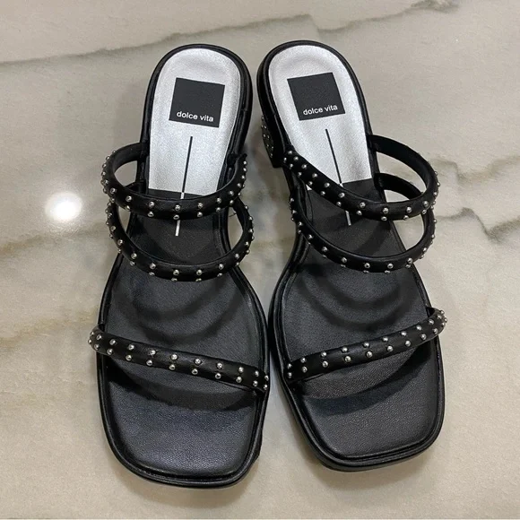 Dolce Vita Sandals Size 8.5 Studded Faux Leather - Picture 2 of 15